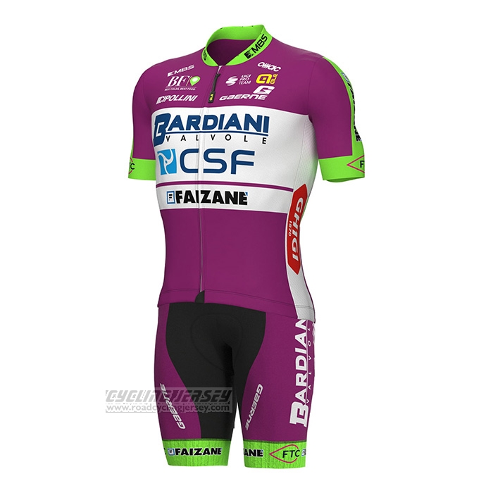 2022 Cycling Jersey Bardiani Csf Faizane Green Purple Short Sleeve and Bib Short